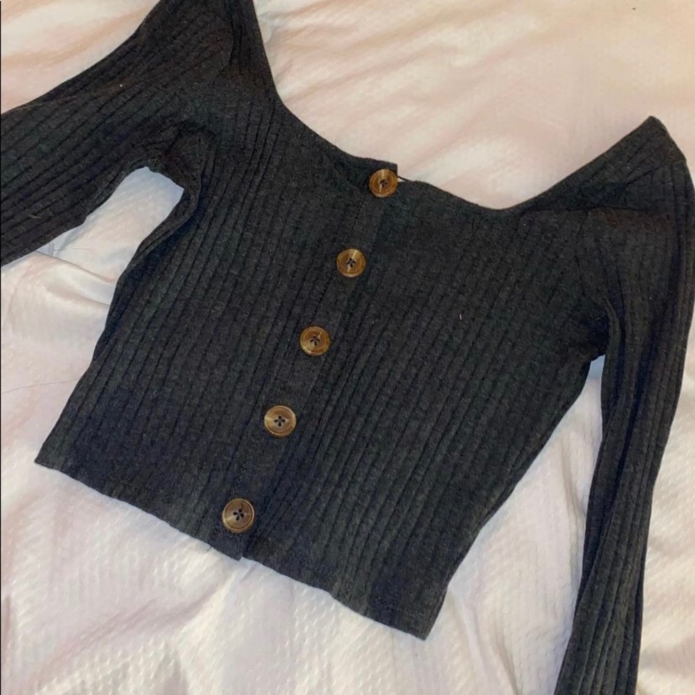 grey off the shoulder long sleeve